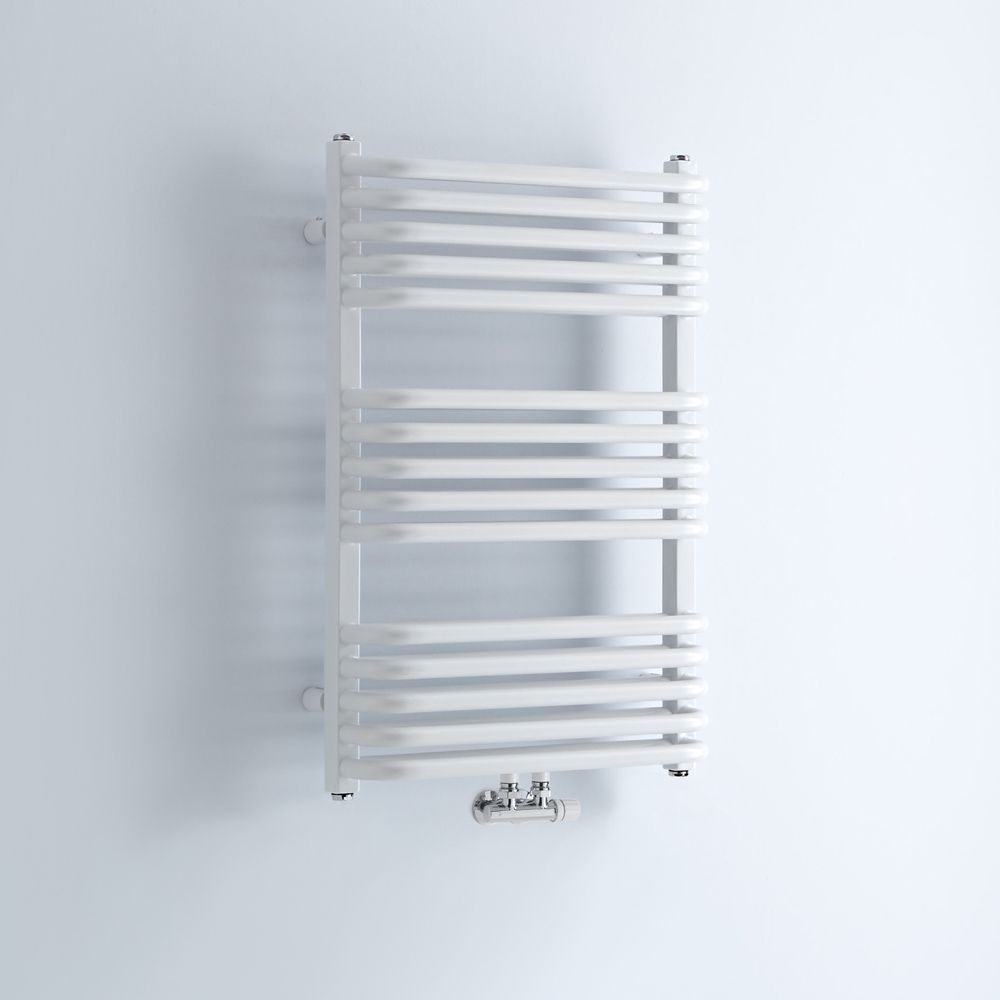 Milano Bow - White D Bar Heated Towel Rail 736mm x 500mm