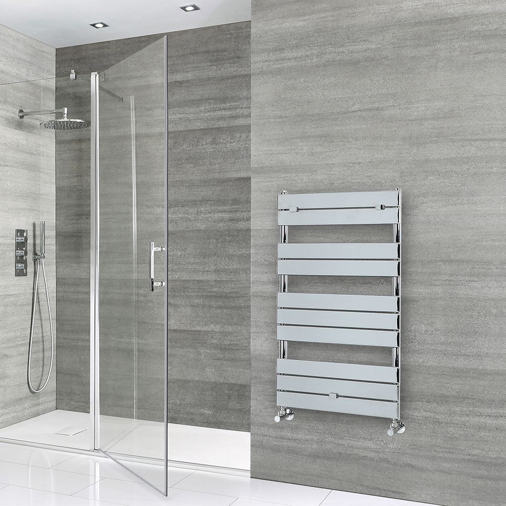 Milano Lustro - Designer Chrome Flat Panel Heated Towel Rail - 1000mm x 600mm