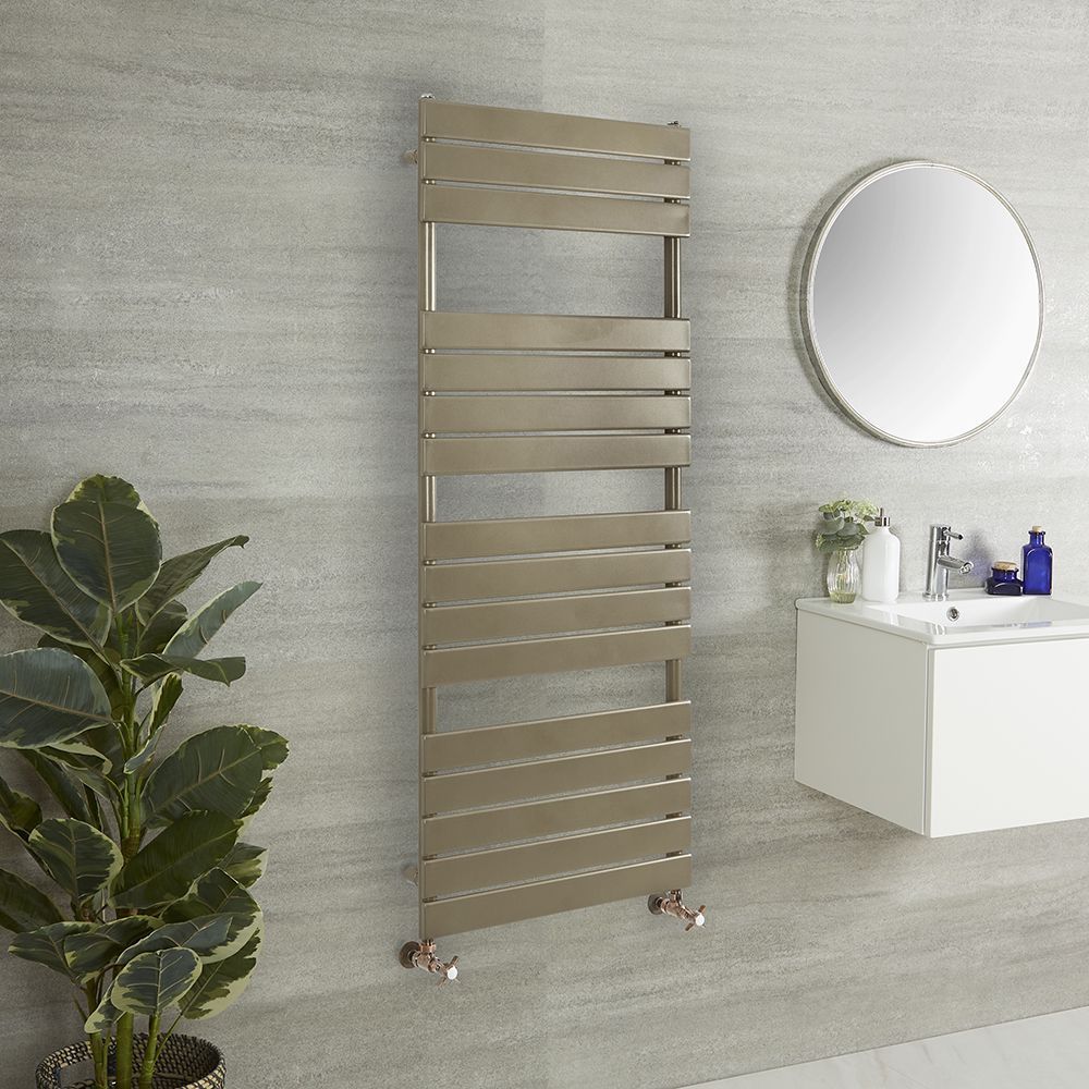 Milano Lustro - Designer Metallic Bronze Flat Panel Heated Towel Rail - Various Sizes