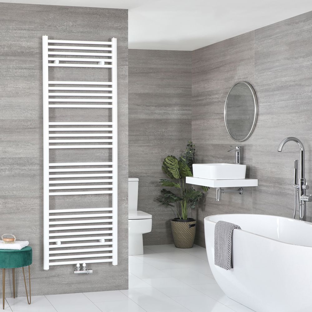 Milano Neva - White Central Connection Heated Towel Rail 1785mm x 600mm