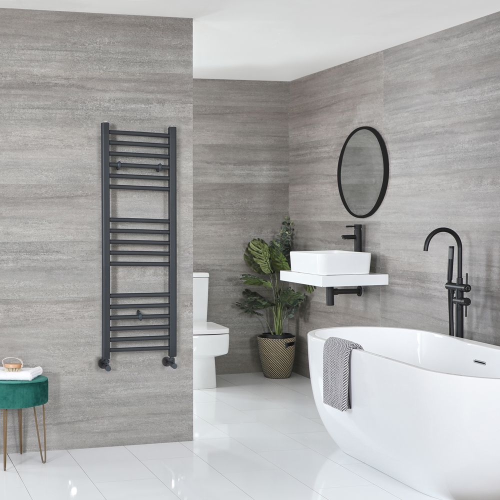 Milano Artle - Straight Anthracite Heated Towel Rail 1200mm x 400mm