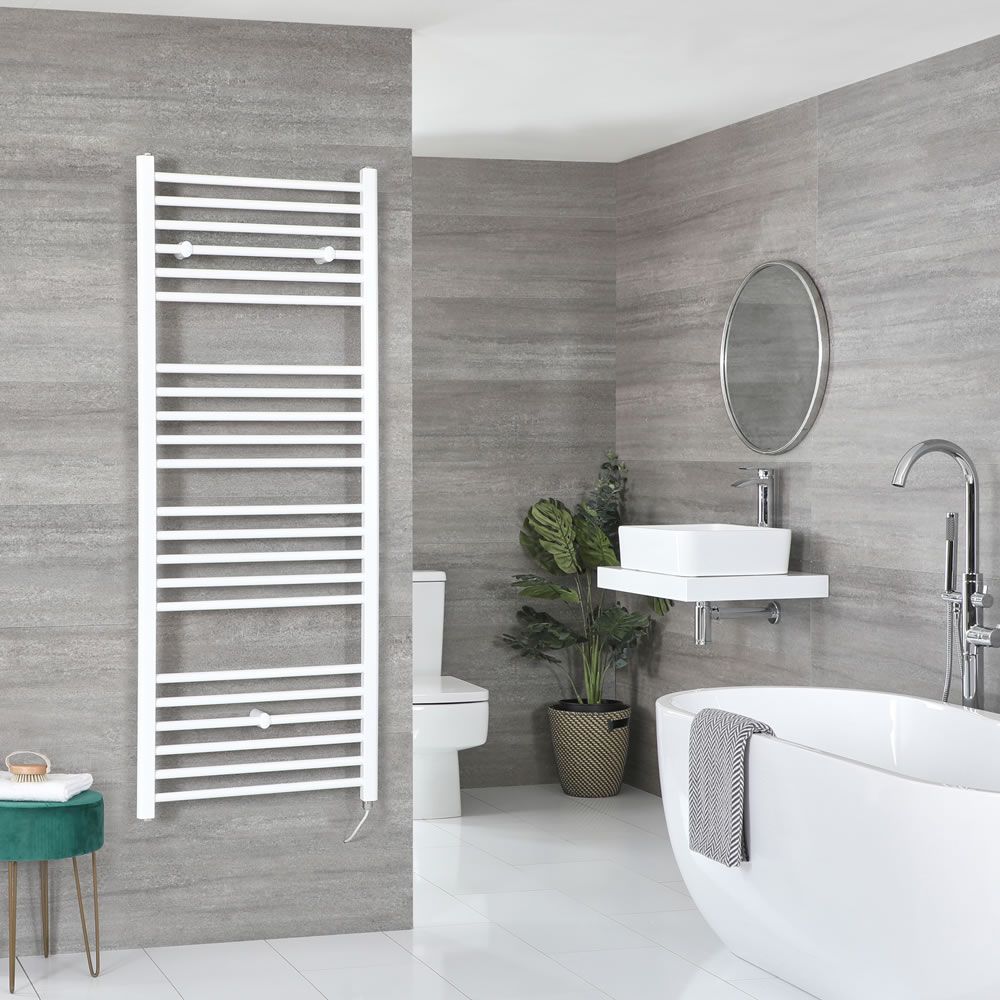 Milano Ive Electric - Straight White Heated Towel Rail 1600mm x 500mm