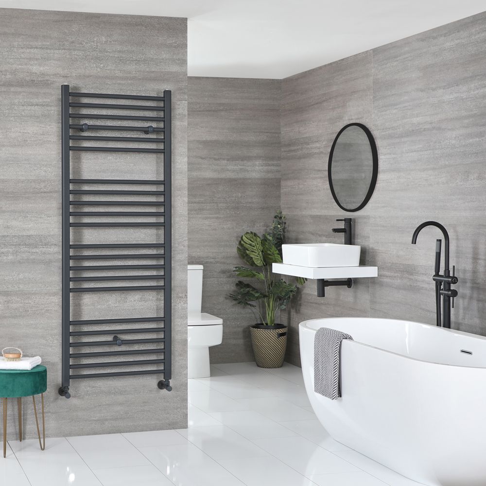 Milano Artle - Straight Anthracite Heated Towel Rail 1800mm x 600mm