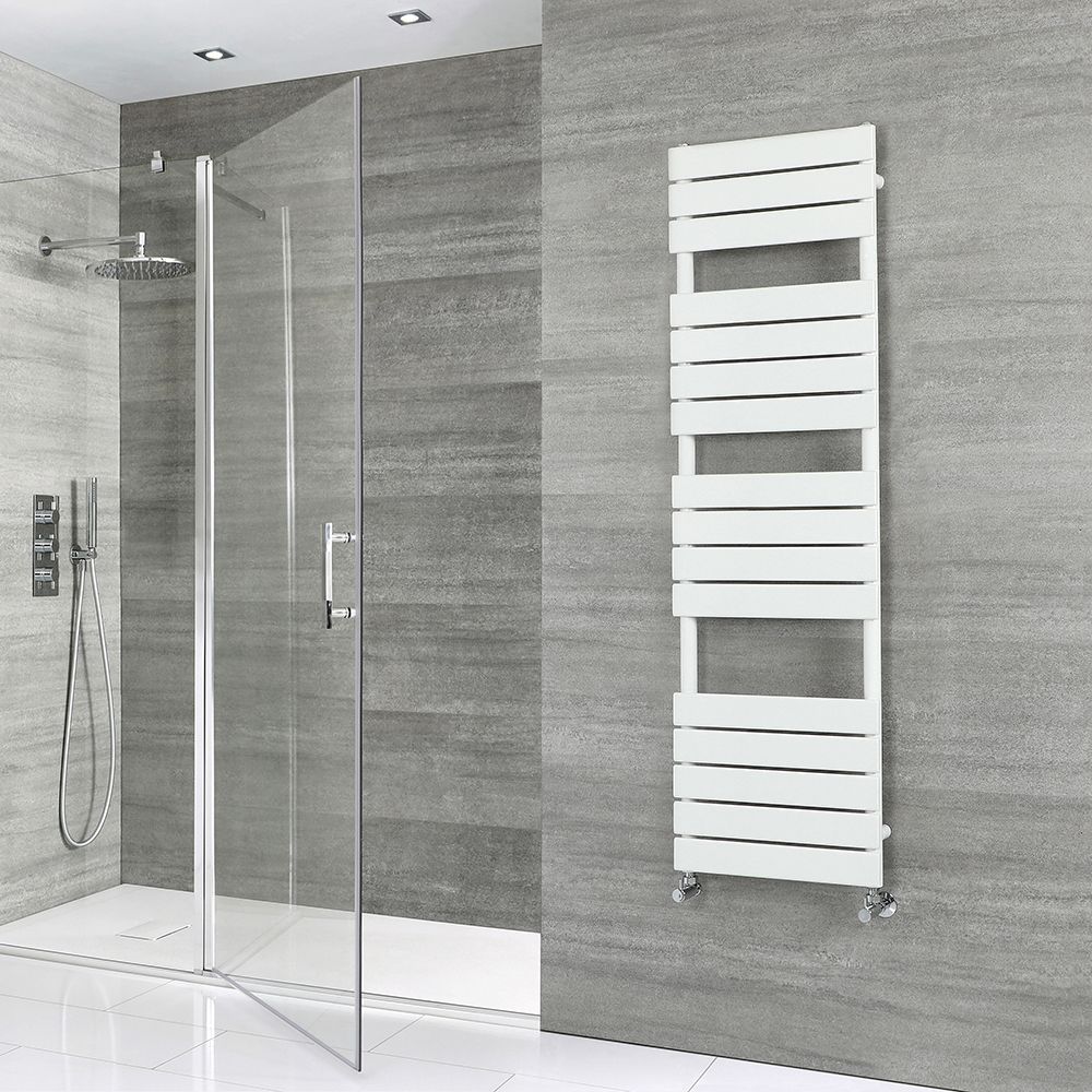 Milano Lustro - Designer White Flat Panel Heated Towel Rail - Choice of Size