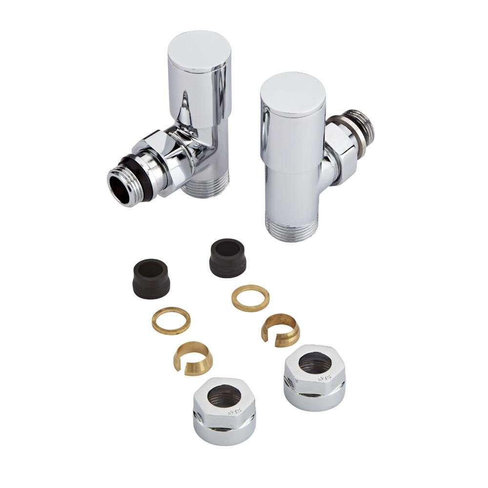 Chrome Radiator Valves with 15mm Copper Adapters
