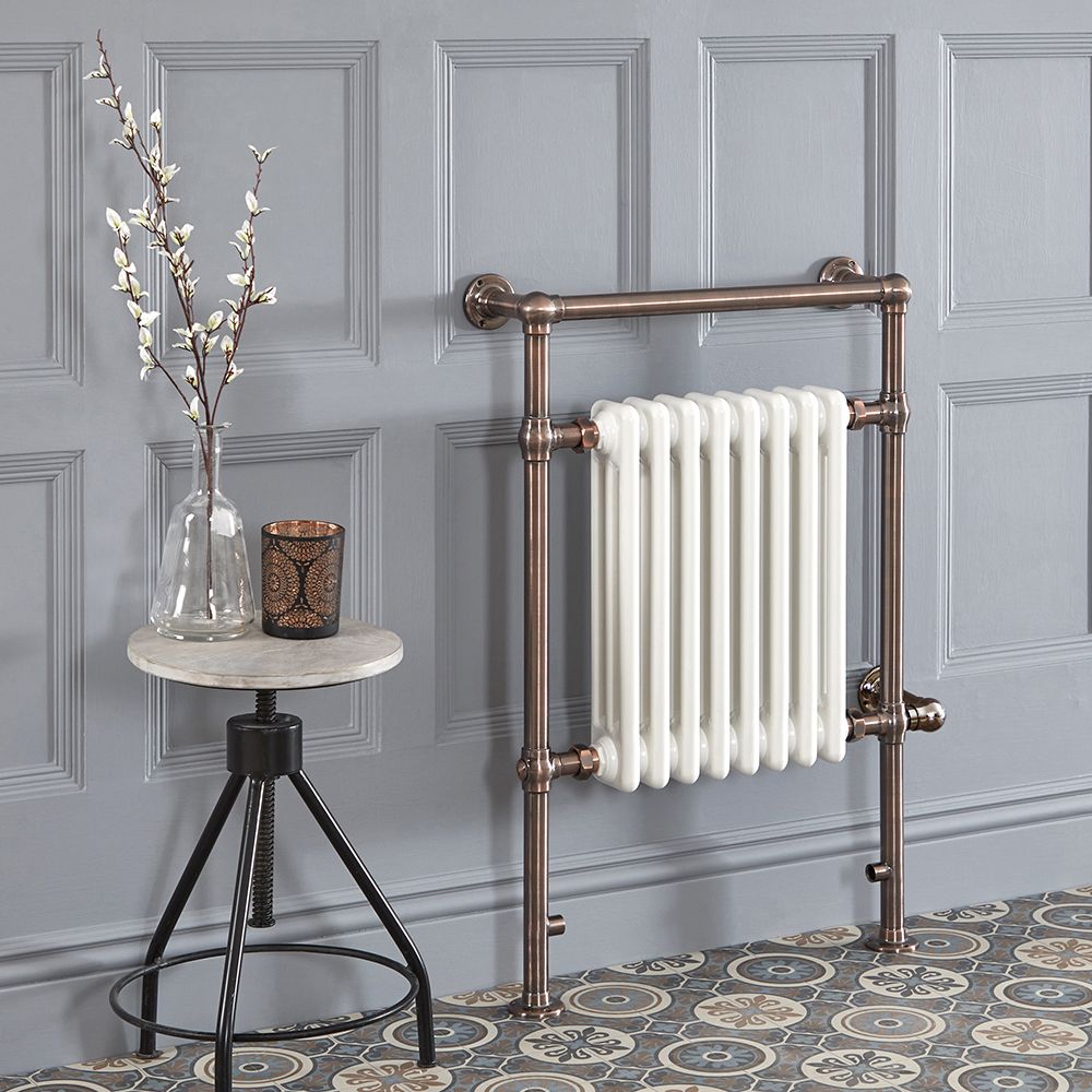 Milano Elizabeth - Brushed Bronze Traditional Electric Heated Towel Rail - 930mm x 620mm