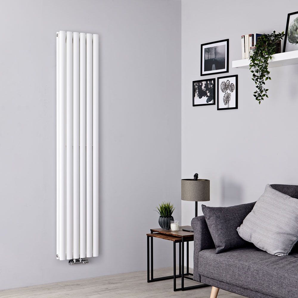 Milano Aruba Flow - White Vertical Double Panel Middle Connection Designer Radiator 1780mm x 354mm