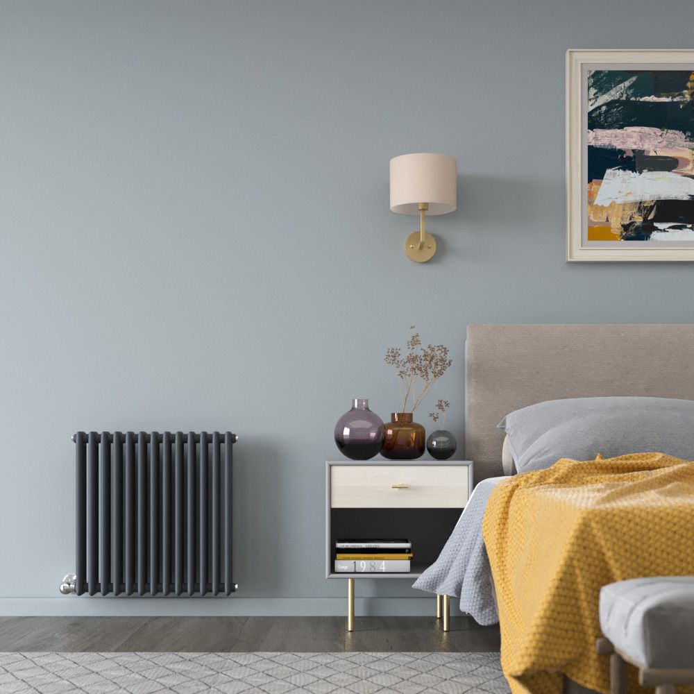 Milano Windsor - Anthracite Traditional Horizontal Electric Triple Column Radiator - 600mm x 605mm - Choice of Wi-Fi Thermostat