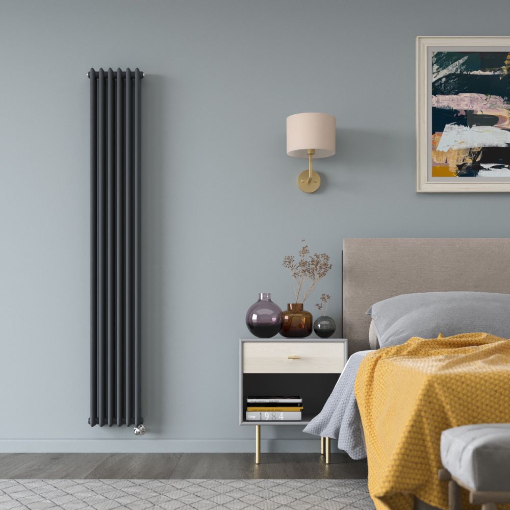 Milano Windsor - Anthracite Traditional Vertical Electric Triple Column Radiator - 1800mm x 290mm - Choice of Wi-Fi Thermostat