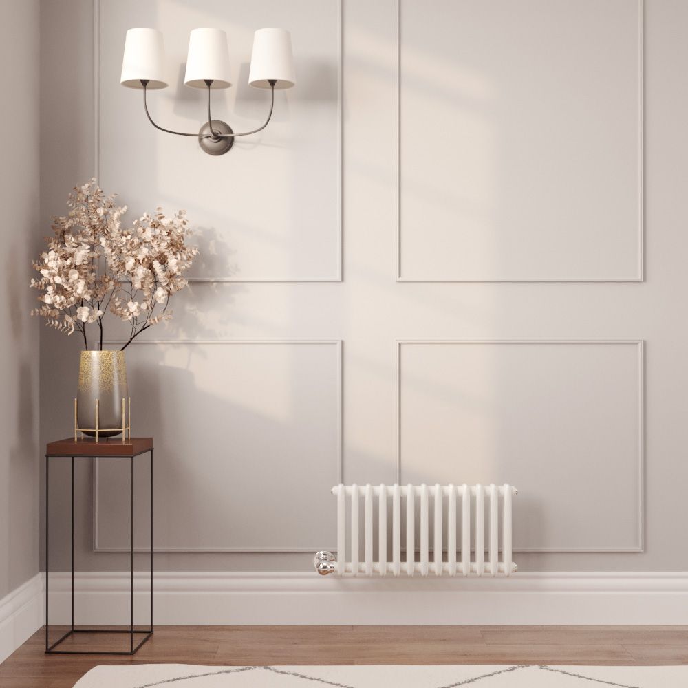 Milano Windsor - White Traditional Horizontal Electric Double Column Radiator - 300mm x 605mm - Choice of Wi-Fi Thermostat