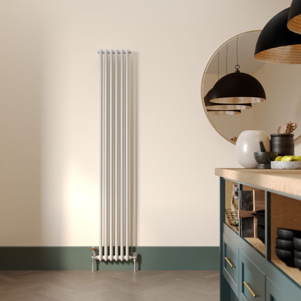 Milano Windsor - Vertical Double Column White Traditional Cast Iron Style Radiator - 1800mm x 290mm
