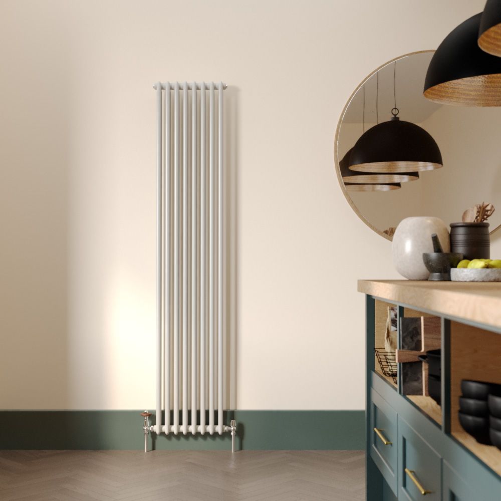 Milano Windsor - Vertical Double Column White Traditional Cast Iron Style Radiator - 1800mm x 380mm