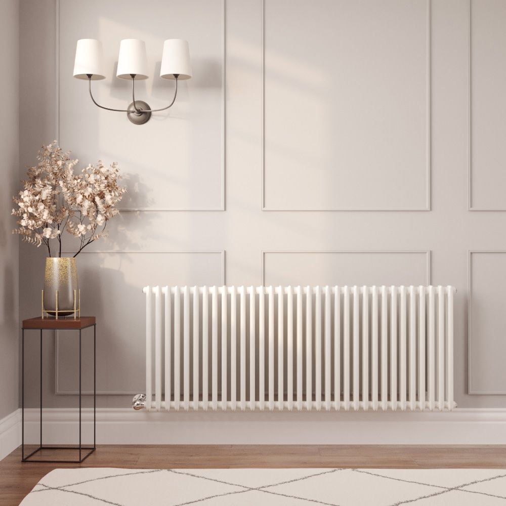 Milano Windsor - White Traditional Horizontal Electric Double Column Radiator - 600mm x 1505mm - Choice of Wi-Fi Thermostat