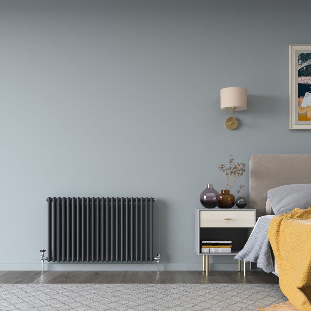 Milano Windsor - Anthracite Traditional Horizontal Triple Column Radiator - Choice of Size and Feet