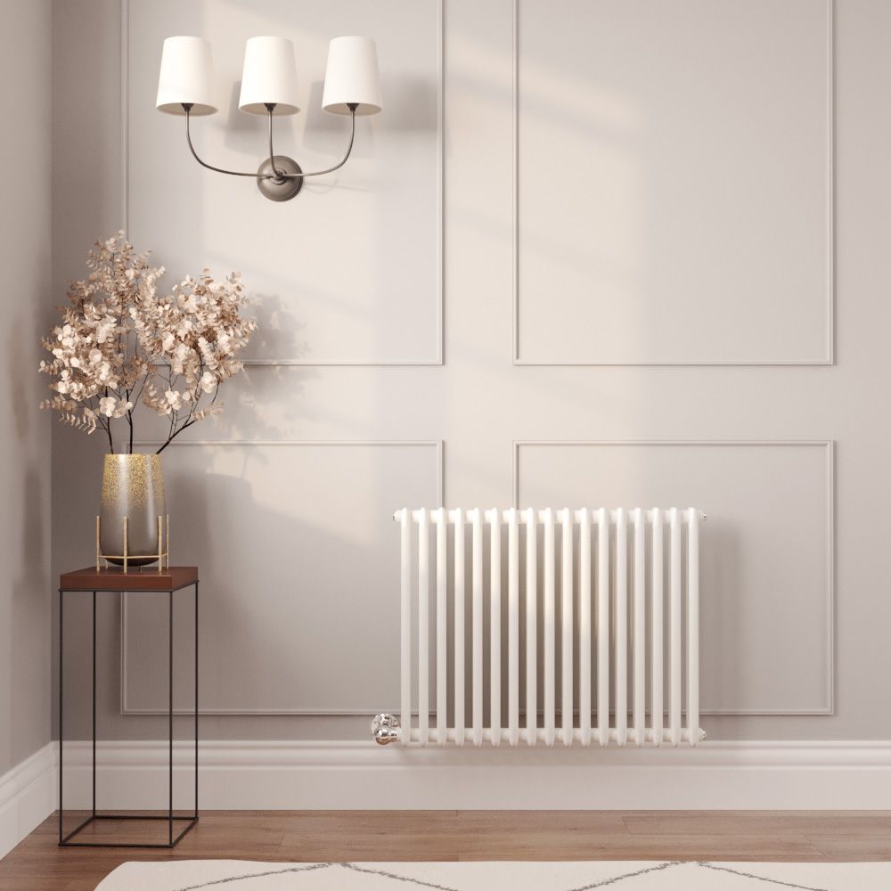Milano Windsor - White Traditional Horizontal Electric Double Column Radiator - Choice of Size and Wi-Fi Thermostat