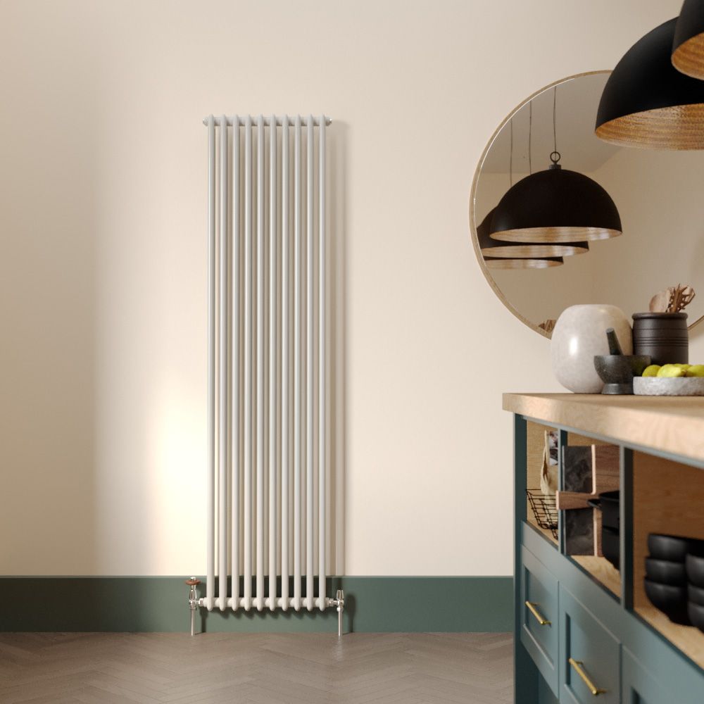Milano Windsor - Vertical Double Column White Traditional Cast Iron Style Radiator - 1800mm x 470mm