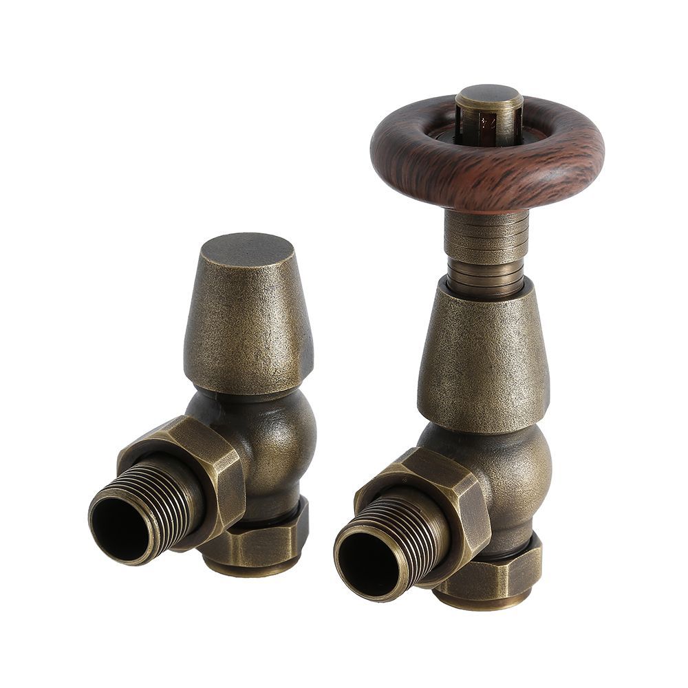 Milano Select - Brass Thermostatic Traditional Angled Radiator Valves (Pair)