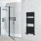 Milano Lustro Dual Fuel - Designer Black Flat Panel Heated Towel Rail - Choice of Size and Cable Cover Option