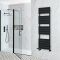 Milano Lustro Dual Fuel - Designer Black Flat Panel Heated Towel Rail - Choice of Size and Cable Cover Option