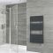 Milano Lustro Electric - Designer Anthracite Flat Panel Heated Towel Rail - 1200mm x 600mm