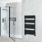 Milano Lustro - Designer Black Flat Panel Heated Towel Rail - 975mm x 600mm