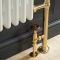 Milano Elizabeth - Brushed Brass Traditional Heated Towel Rail - 963mm x 673mm (With Overhanging Rail)