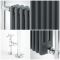 Milano Elizabeth - Anthracite and Chrome Traditional Heated Towel Rail - 930mm x 620mm (With Overhanging Rail)