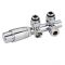 Chrome H Block Angled Valve with Chrome TRV Head & 15mm Copper Adapter