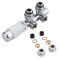 Chrome H Block Angled Valve with White TRV Head & 15mm Copper Adapters