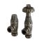Milano Windsor - Thermostatic Antique Style Angled Radiator Valve and Pipe Set - Aged Bronze