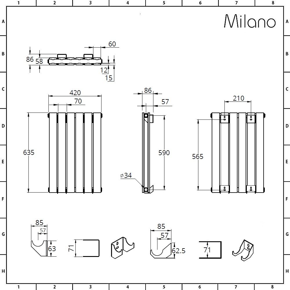 Milano Alpha - White Horizontal Double Slim Panel Designer Radiator ...