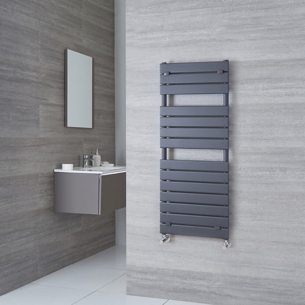 Designer Flat Panel Bathroom Heated Towel Rail Radiator White Chrome Anthracite 