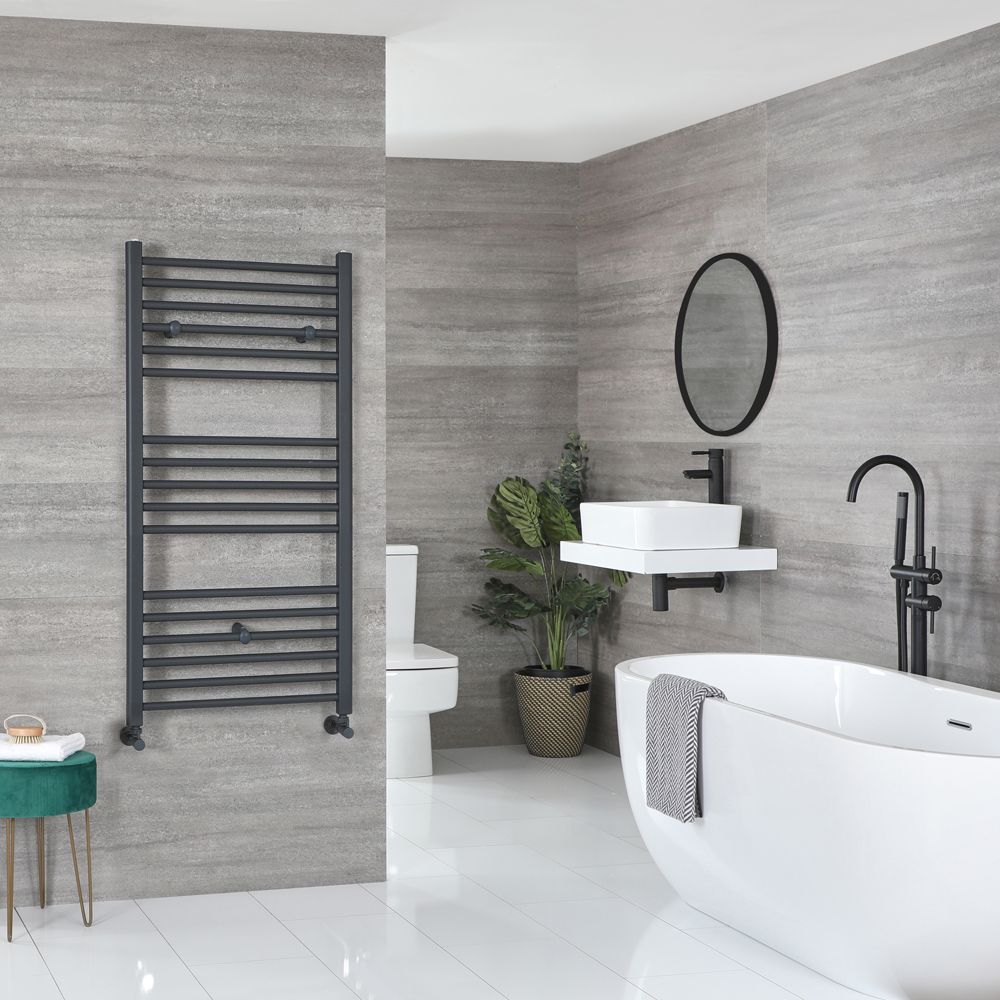600 mm High 1200 mm Wide Flat White Heated Towel Rail Radiator Bathroom Kitchen 