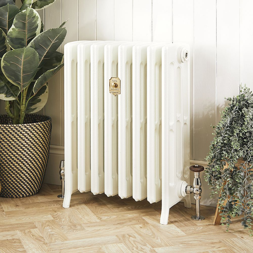 Milano Isabel - 4 Column Cast Iron Radiator - 760mm Tall - Porcelain White - Multiple Sizes Available