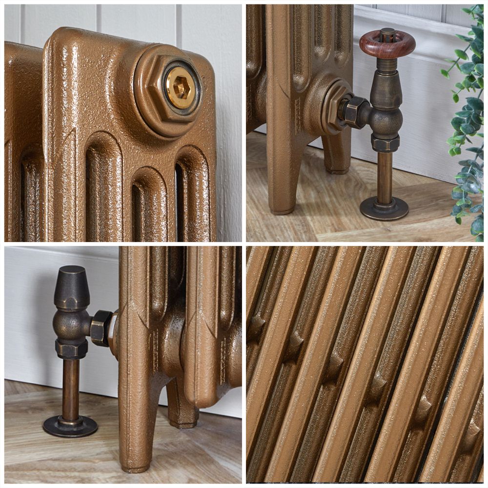 Milano Mercury - 4 Column Cast Iron Radiator - 760mm Tall - Burnt Gold ...