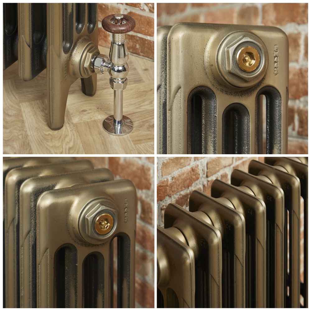 Milano Mercury - 4 Column Cast Iron Radiator - 960mm Tall - Natural ...