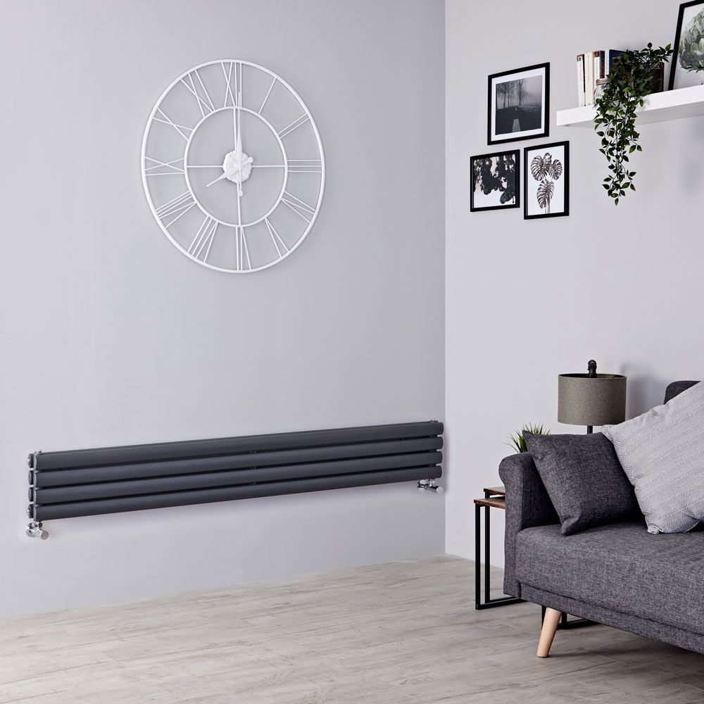 Milano Aruba - Anthracite Horizontal Designer Radiator 236mm x 1600mm (Double Panel)