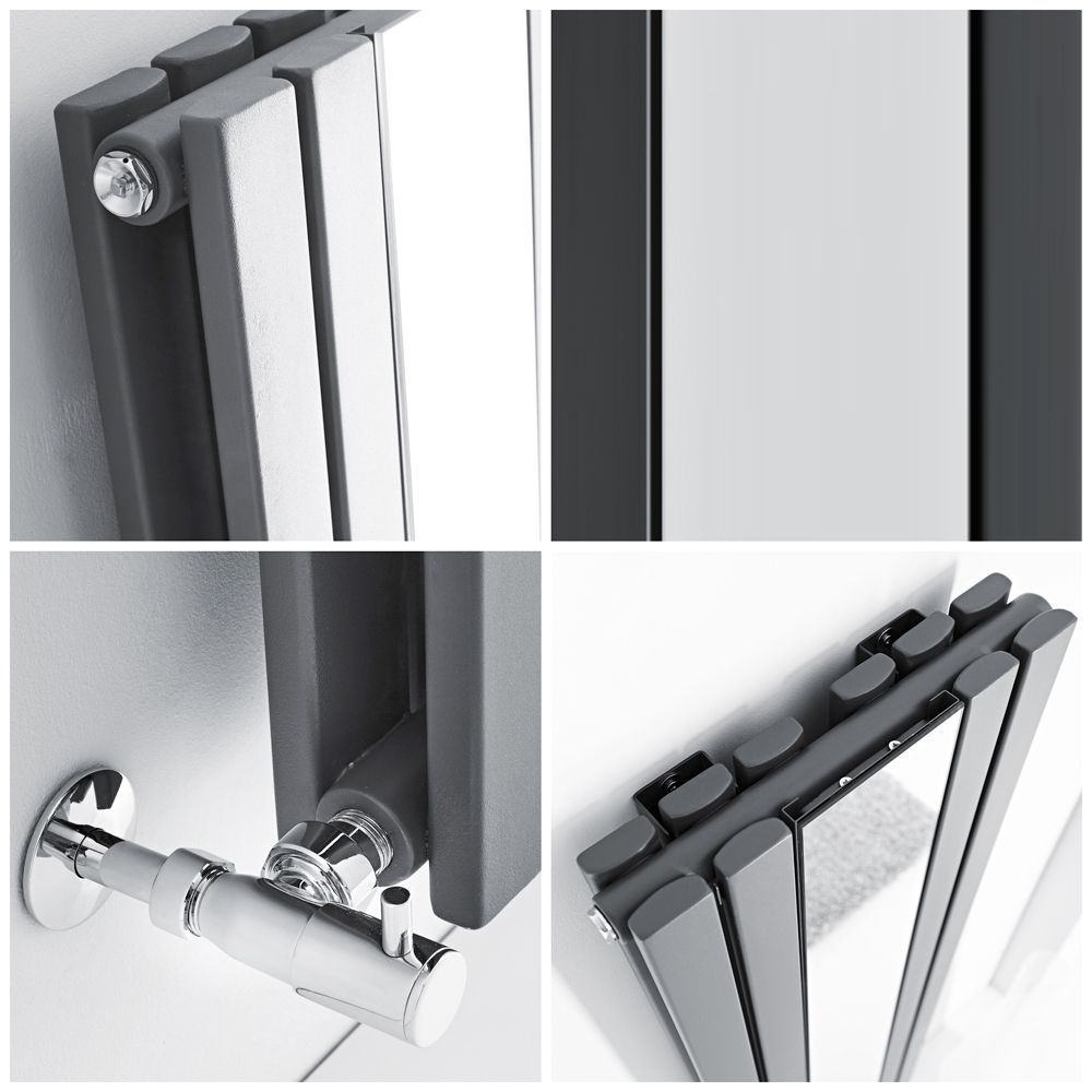 Milano. Link Radiator Milano Icon - Anthracite Vertical Mirrored Designer Radiator (Double ...