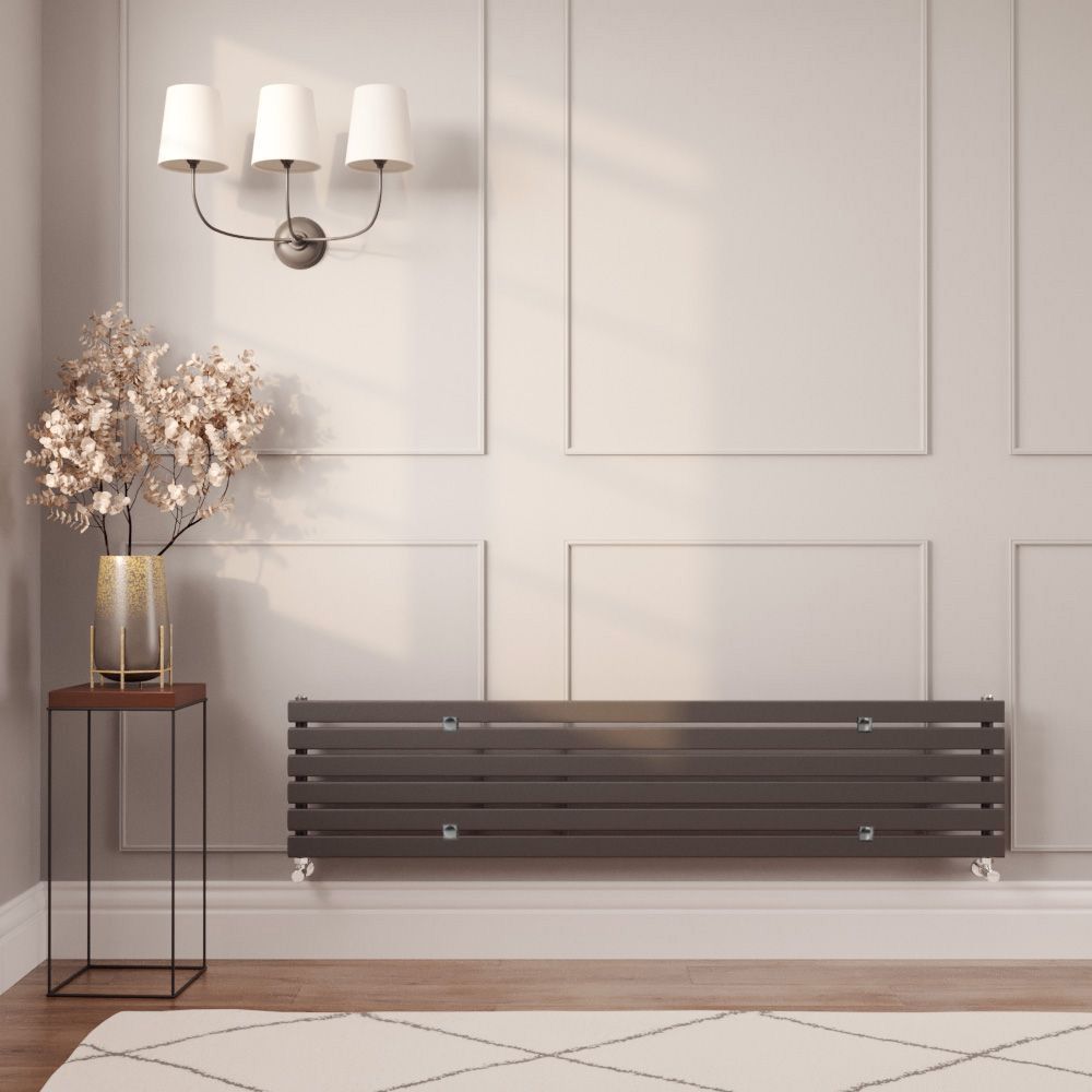 Milano Capri - Black Horizontal Flat Panel Designer Radiator 354mm x 1600mm (Single Panel)