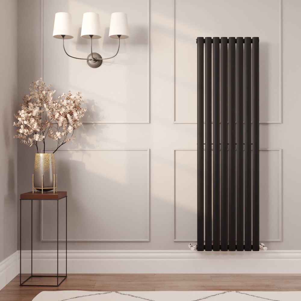 Milano Aruba - Black Vertical Designer Radiator 1600mm x 472mm (Single Panel)