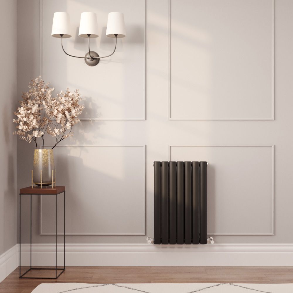 Milano Aruba - Black Horizontal Designer Radiator 635mm x 413mm (Double Panel)