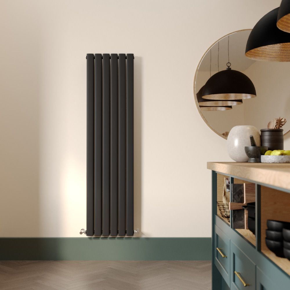 Milano Alpha - Black Vertical Double Flat Panel Designer Radiator 1600mm x 420mm