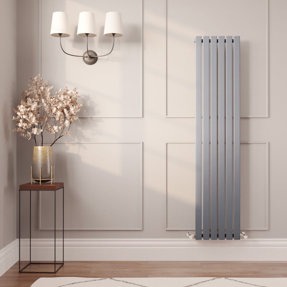 Milano Capri - Silver Designer Flat Panel Vertical Radiator 1600mm x 354mm (Single Panel)