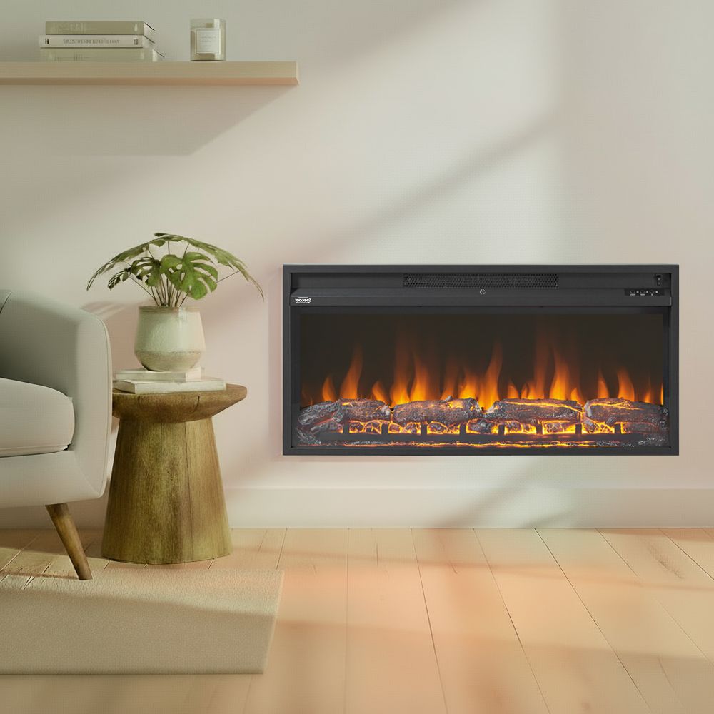ECOSO Fusion - Modern Black Inset Electric Fire - Choice of Size