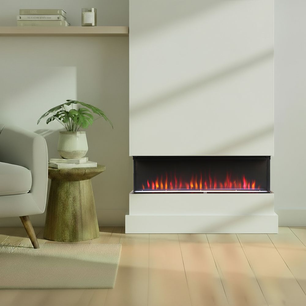 ECOSO Luxe - Modern Black Electric Media Wall Fire - Choice of Size and Fuel Bed
