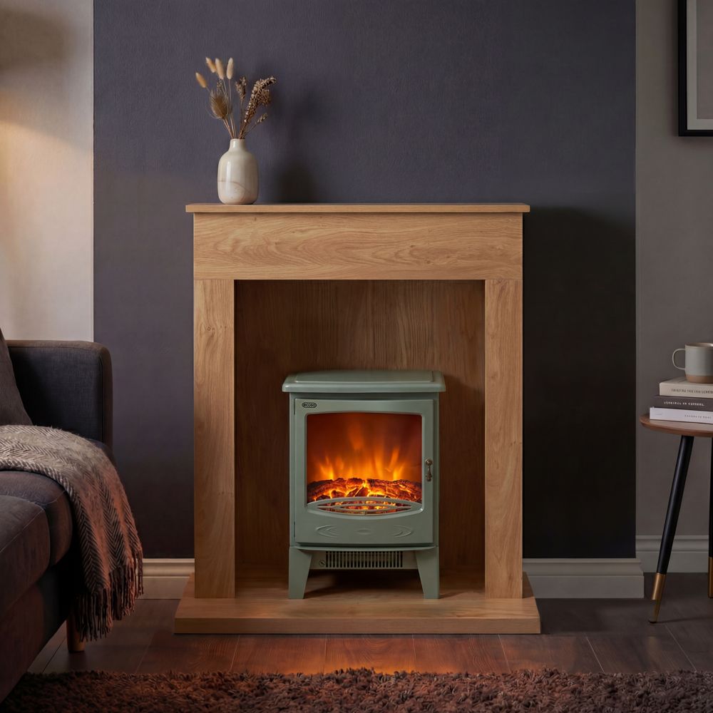 ECOSO Glow - Traditional Electric Stove with Fireplace Surround - Choice of Finish