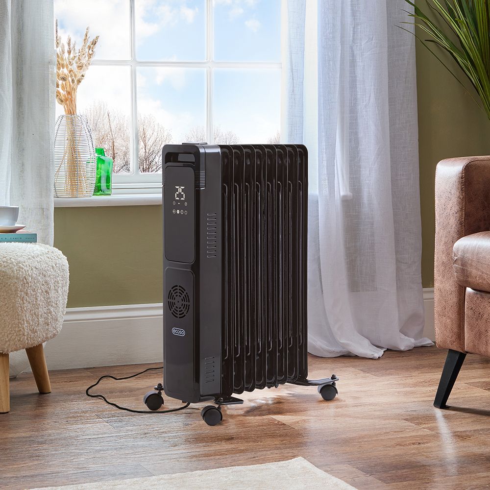ECOSO Ellis - Modern Electric Portable Oil Filled Radiator with Turbo Fan - Choice of Wattage and Finish