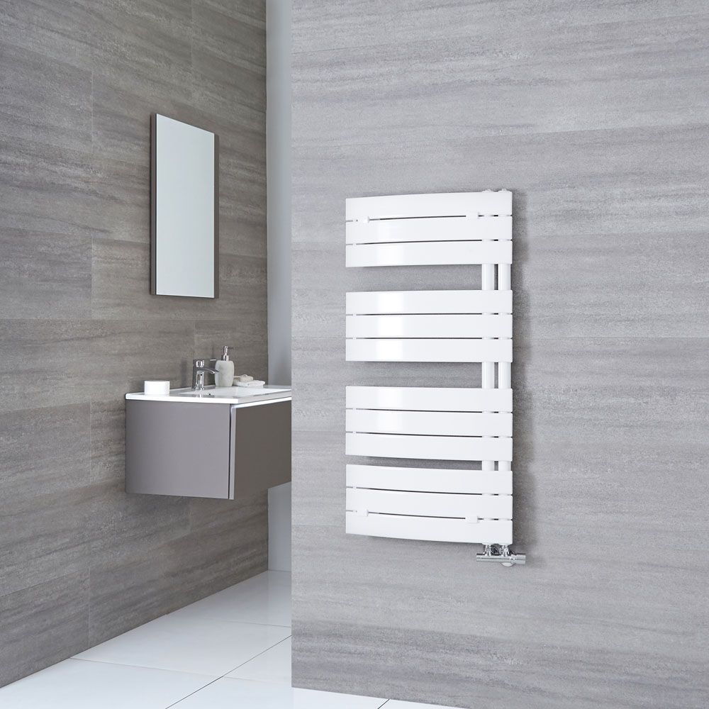 Milano Azore - White Curved Heated Towel Rail 1080mm x 550mm