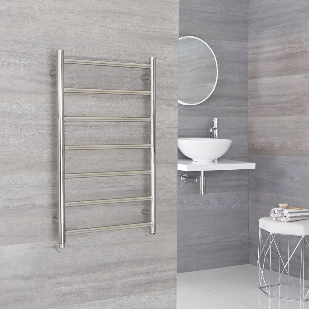 Milano Esk - Electric Stainless Steel Chrome Flat Heated Towel Rail - Choice of Size