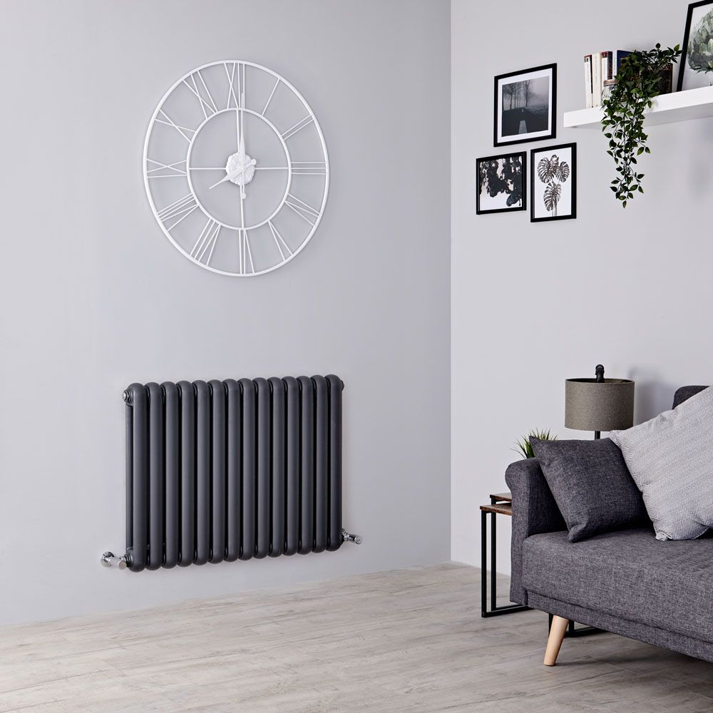 Milano Urban - Anthracite Horizontal Double Column Radiator 635mm x 863mm